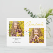 Afstuderen gele pokadots Afstuderen 2 foto's Aankondiging (Staand voorkant)