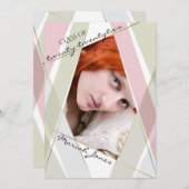 Afstuderen Geo Lijst Bleek Tea Green Blush Roos Kaart (Voorkant / Achterkant)