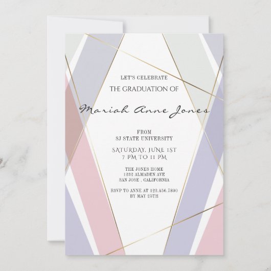 Afstuderen Geo Lijst Blush Roze Lila Kaart (Achterkant)