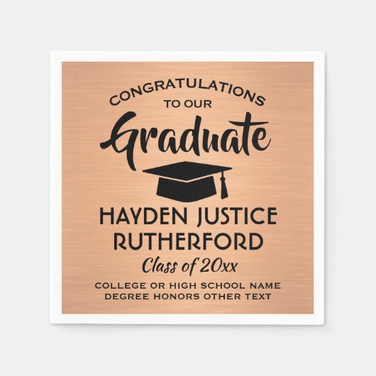 Afstuderen gepenselde legant koper en zwart servet (Voorkant)