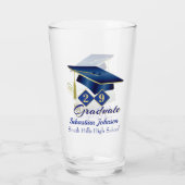 Afstuderen Gepersonaliseerd Blauw & Goud 20XX Glas (Achterkant)
