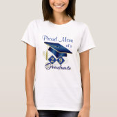 Afstuderen gepersonaliseerd blauw & goud t-shirt (Voorkant)