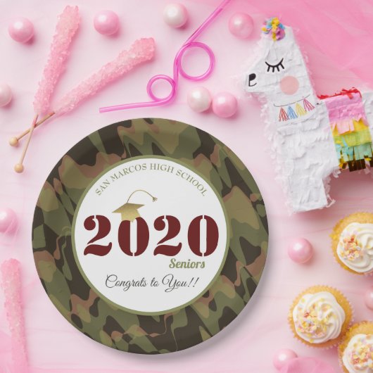 Afstuderen gepersonaliseerd bos Camouflage Pattern Papieren Bordje (Feest)