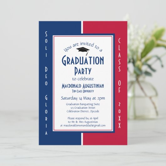AFSTUDEREN Gepersonaliseerd Christelijk Rood Blauw Kaart (Staand voorkant)