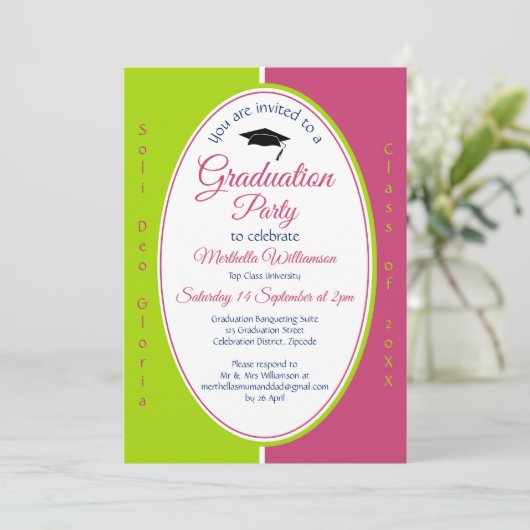 AFSTUDEREN Gepersonaliseerd Christelijk roze groen Kaart (Staand voorkant)