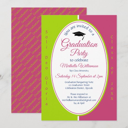 AFSTUDEREN Gepersonaliseerd Christelijk roze groen Kaart (Voorkant / Achterkant)