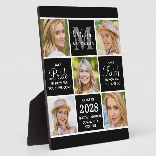 Afstuderen gepersonaliseerd modern 5 foto Afstuder Fotoplaat (Zijkant)