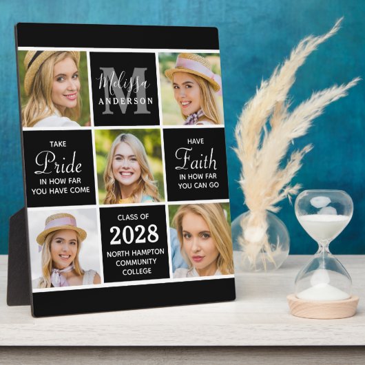 Afstuderen gepersonaliseerd modern 5 foto Afstuder Fotoplaat (Zijkant)