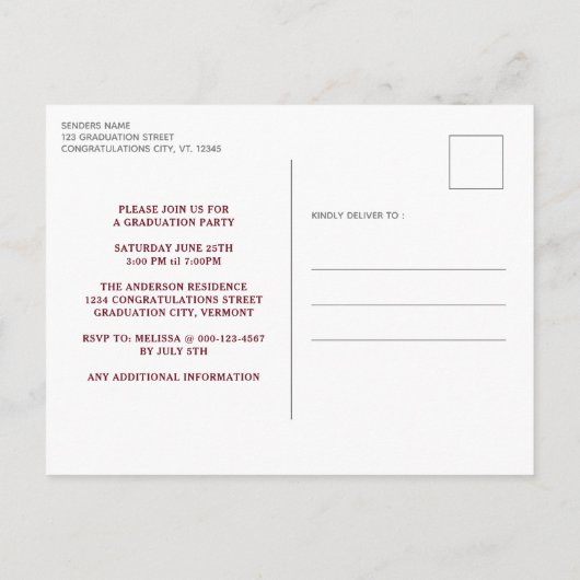 Afstuderen Gepersonaliseerd monogram Afstuderen 6 Uitnodiging Briefkaart (Achterkant)