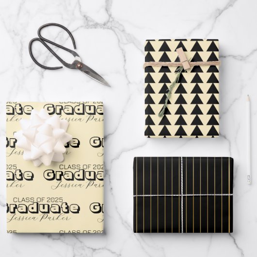 Afstuderen gepersonaliseerd script Modern Inpakpapier Vel (Voorkant)