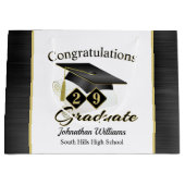 Afstuderen Gepersonaliseerd Zwart & Goud Groot Cadeauzakje (Voorkant)