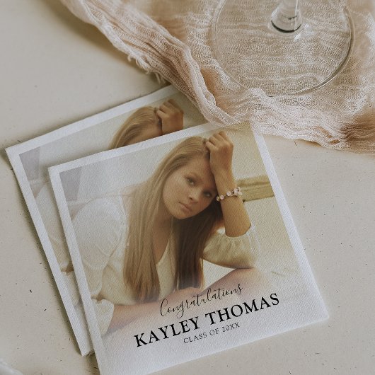 Afstuderen gepersonaliseerde fotoklas van 2025 servet