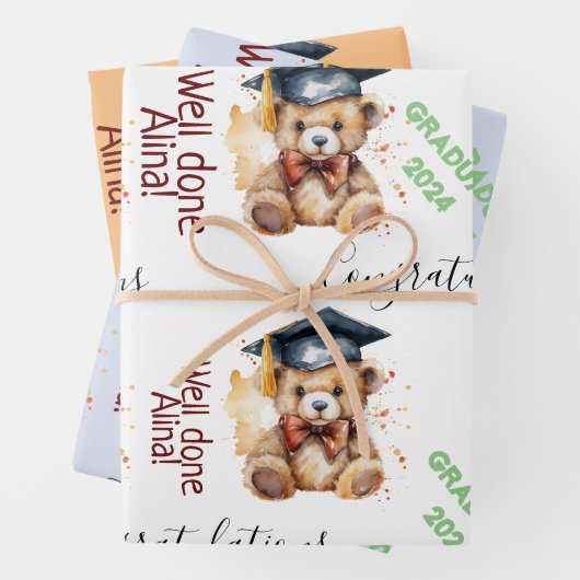 afstuderen geschenk afstudeerders party schattig b inpakpapier vel (In situ)