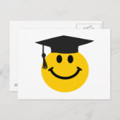 Afstuderen gezicht met afstuderen pet aankondigingskaart (Voorkant / Achterkant)