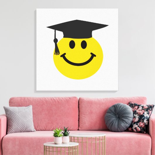 Afstuderen gezicht met afstuderen pet canvas afdruk (Insitu (Woonkamer))