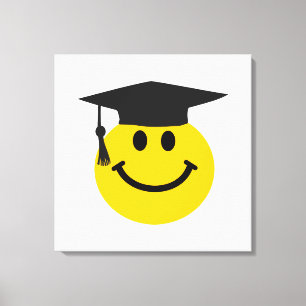Afstuderen gezicht met afstuderen pet canvas afdruk