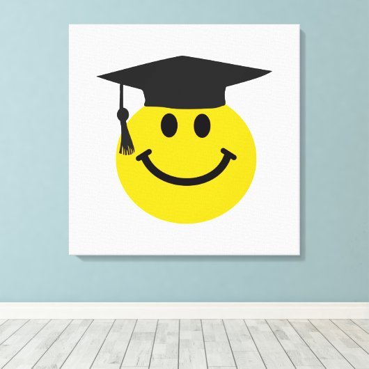 Afstuderen gezicht met afstuderen pet canvas afdruk (Insitu (Houten vloer))