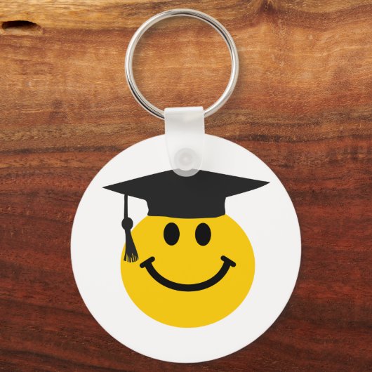 Afstuderen gezicht met afstuderen pet sleutelhanger (Voorkant)