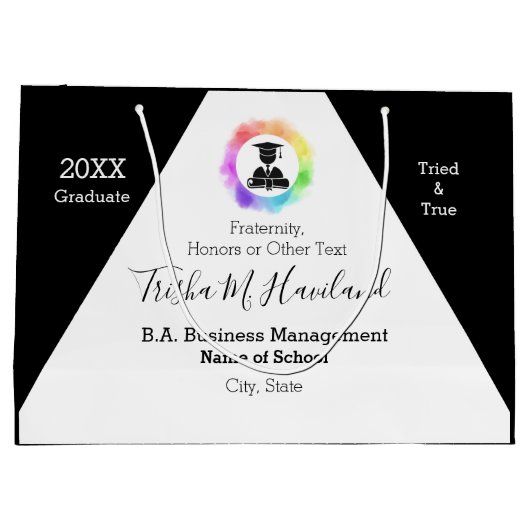 Afstuderen Gift Bag Waterverf Kijk HAMbyWG Groot Cadeauzakje (Achterkant)