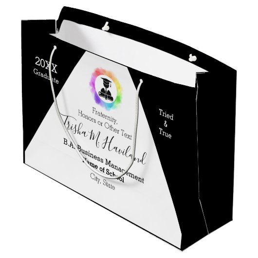 Afstuderen Gift Bag Waterverf Kijk HAMbyWG Groot Cadeauzakje (Achterkant Gekanteld)