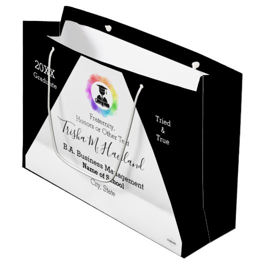 Afstuderen Gift Bag Waterverf Kijk HAMbyWG Groot Cadeauzakje (Voorkant Gekanteld)