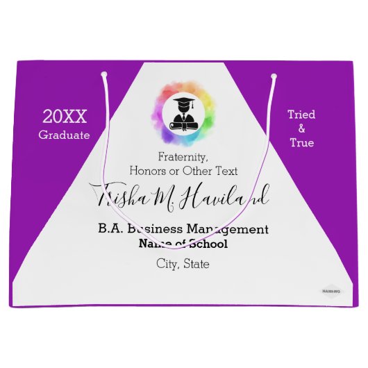 Afstuderen Gift Bag Waterverf Kijk HAMbyWG Groot Cadeauzakje (Voorkant)