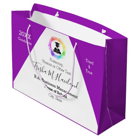 Afstuderen Gift Bag Waterverf Kijk HAMbyWG Groot Cadeauzakje (Achterkant Gekanteld)