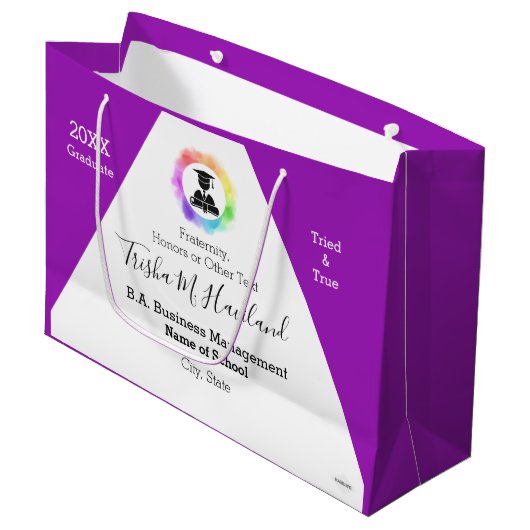 Afstuderen Gift Bag Waterverf Kijk HAMbyWG Groot Cadeauzakje (Voorkant Gekanteld)