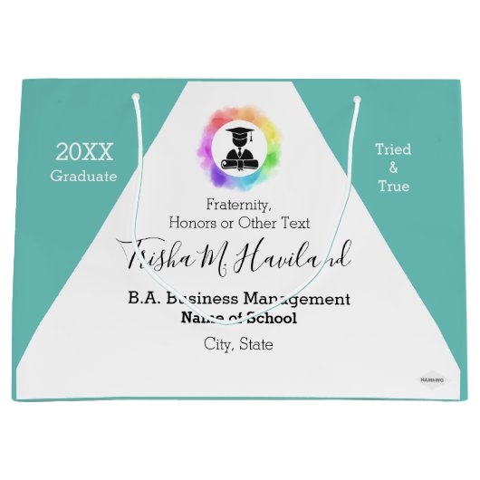 Afstuderen Gift Bag Waterverf Kijk HAMbyWG Groot Cadeauzakje (Voorkant)