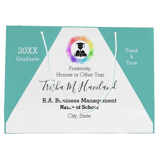 Afstuderen Gift Bag Waterverf Kijk HAMbyWG Groot Cadeauzakje (Achterkant)