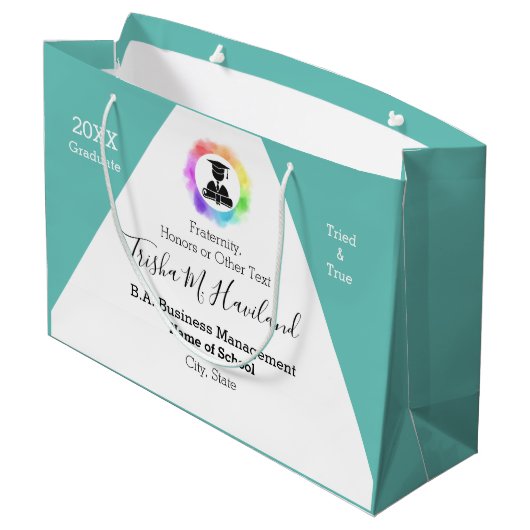 Afstuderen Gift Bag Waterverf Kijk HAMbyWG Groot Cadeauzakje (Achterkant Gekanteld)