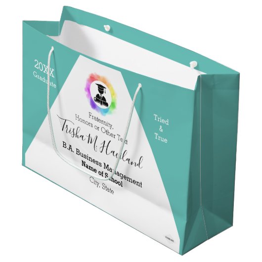 Afstuderen Gift Bag Waterverf Kijk HAMbyWG Groot Cadeauzakje (Voorkant Gekanteld)