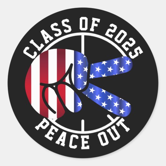 Afstuderen Gift Class van 2025 Peace Out Zwart Afs Ronde Sticker (Voorkant)