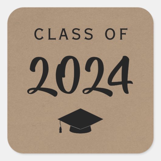 Afstuderen Gift Label, Klasse van 2024 Sticker, Kr Vierkante Sticker (Voorkant)