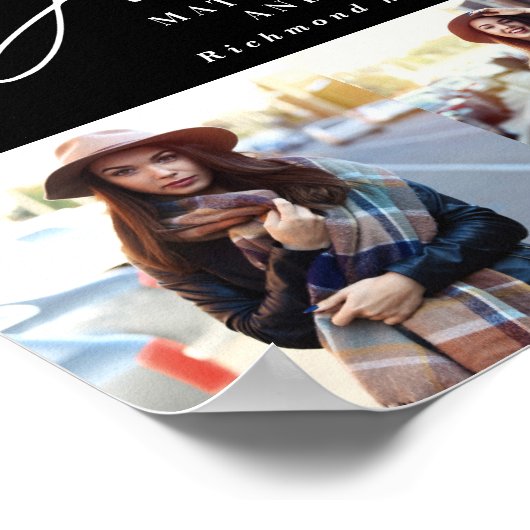 Afstuderen gift multi-foto modern elegant script poster (Hoek)