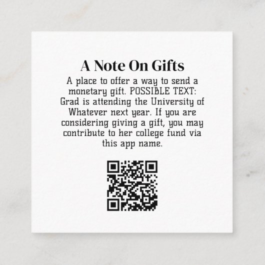 Afstuderen Gift QR-code met foto aan de voorkant Informatiekaartje (Achterkant)