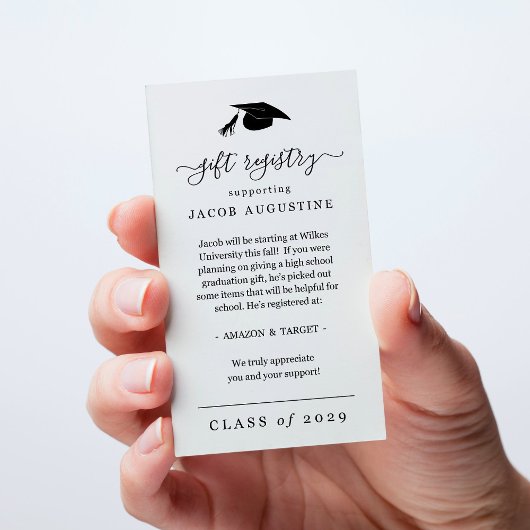 Afstuderen Gift Registry Kaart Invoegen Visitekaartje