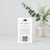 Afstuderen Gift Registry Kaart met QR-code Invoege Visitekaartje (Staand voorkant)