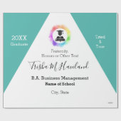 Afstuderen Gift Wrap Aqua en White HAMbyWG Cadeaupapier (Vlak)