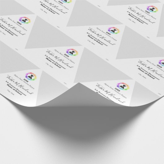 Afstuderen Gift Wrap Licht Grijs en Wit HAMbWG Cadeaupapier (Hoek)