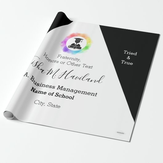 Afstuderen Gift Wrap Lila en White HAMbyWG Cadeaupapier (Uitgerold)