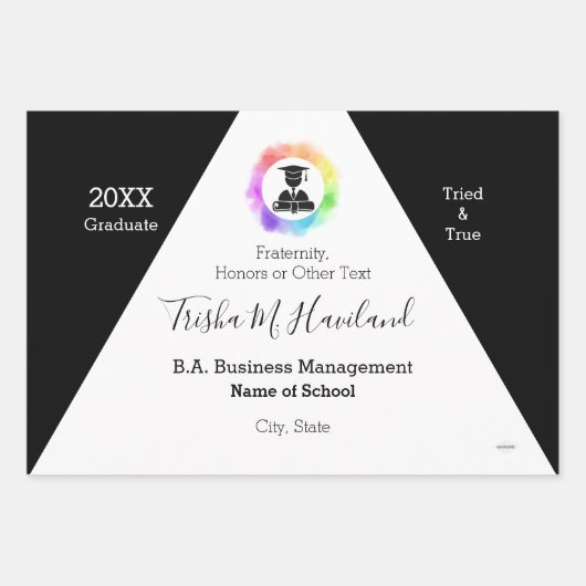 Afstuderen Gift Wrap Zwart en Wit HAMbyWG Inpakpapier Vel (Voorkant 2)