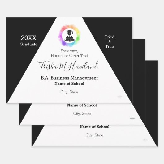 Afstuderen Gift Wrap Zwart en Wit HAMbyWG Inpakpapier Vel (Set)