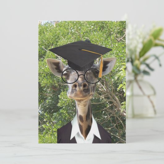 Afstuderen Giraffe Gold Tassel Kaart (Staand voorkant)