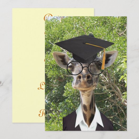 Afstuderen Giraffe Gold Tassel Kaart (Voorkant / Achterkant)