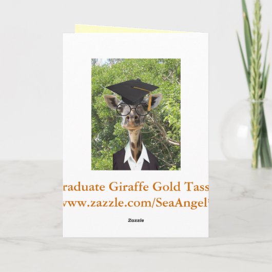 Afstuderen Giraffe Gold Tassel Kaart (Achterkant)