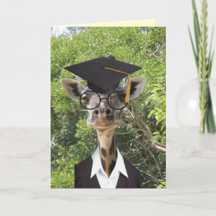 Afstuderen Giraffe Gold Tassel Kaart