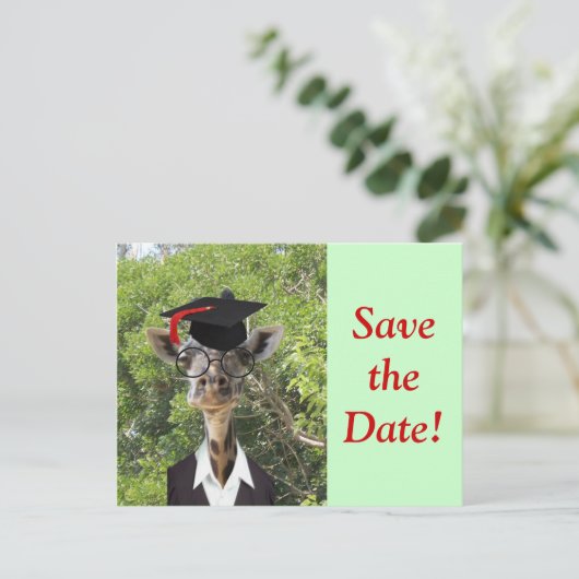 Afstuderen Giraffe Red Tassel Aankondigingskaart (Staand voorkant)