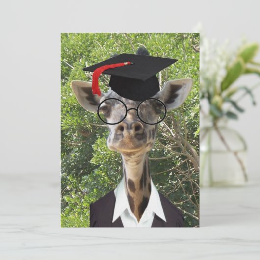 Afstuderen Giraffe Red Tassel Kaart (Staand voorkant)
