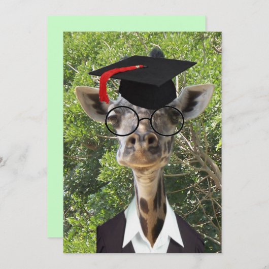 Afstuderen Giraffe Red Tassel Kaart (Voorkant / Achterkant)